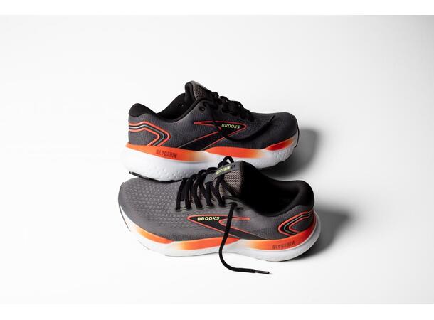 Brooks Glycerin 21 44 Gray/Mandarin Red/Green